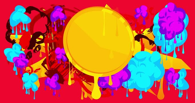 Gold Coin Graffiti tag animation. Abstract modern street art video decoration performed in urban painting style.
