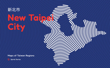 Naklejka premium New Taipei City Taiwan Map in Circular Spiral Style