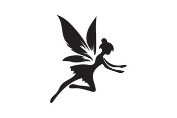 Flying Fairy icon silhouette illustration with white background. 01