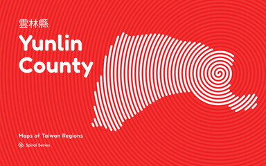 Abstract Map of Yunlin County in a Circular Spiral Pattern. Taiwan region map