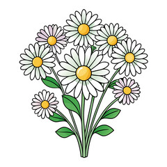 Fototapeta premium Elegant Shasta Daisy Bouquet with Stroke Design