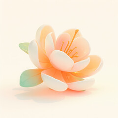 Obraz premium Beautiful blooming flower with soft pastel colors, white isolated background.