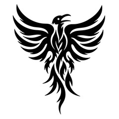 Obraz premium Black Phoenix Tattoo Design for T-Shirts and Prints 