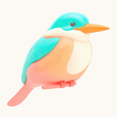 Colorful cartoon bird, cute illustration on a white isolated background.