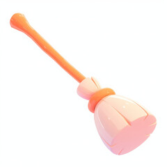 Colorful cartoon broom with a unique design, isolated on a white background.