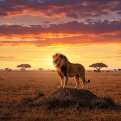 lion at sunset