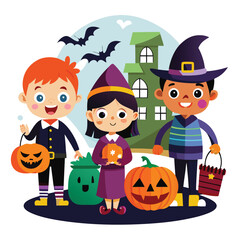 Halloween trick-or-treating isolated on white