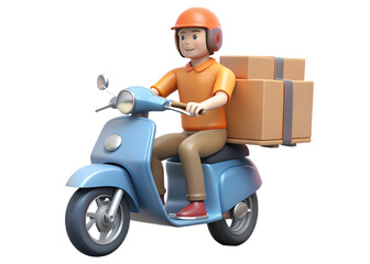 delivery man  riding a motorcycle with delivery box