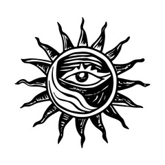 A vintage style illustration of an egyptian sun
