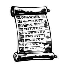 A vintage style illustration of an ancient scroll