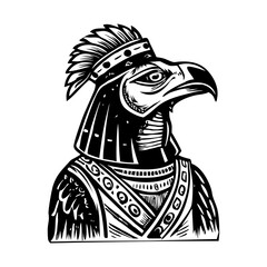 A vintage illustration of an egyptian horus falcon