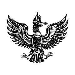 A vintage style illustration of phoenix rising symbol