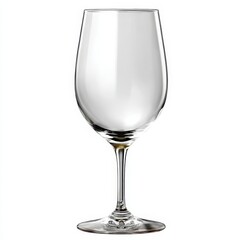 Isolated clear wine glass with a long stem isoleted on white background