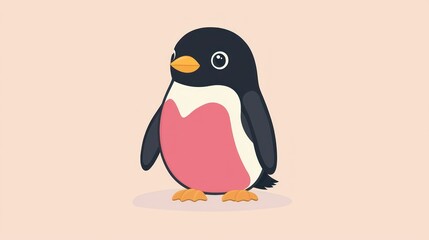 Fototapeta premium Cute cartoon penguin, simple design, playful illustration, for children's books, or educational resources