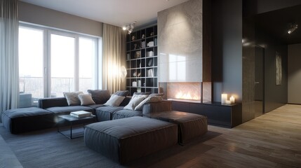Modern apartment with modular wall units 