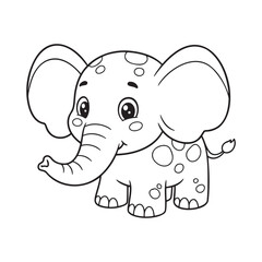 Obraz premium Cute cartoon elephant coloring page for kids 