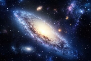 Naklejka premium Exploring the beauty of a spiral galaxy in the vast universe's cosmic landscape