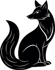 Minimal Sitting Fox Vector – Elegant Forest Animal Silhouette for Wildlife and Logo Designs

