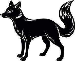 Standing Fox with Bushy Tail Vector – Wild Forest Animal Clipart for Nature and Wildlife Projects

