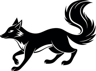 Running Fox Vector Illustration – Wild Forest Animal Silhouette for Adventure and Wildlife Art

