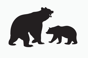 Fototapeta premium A set of black bear silhouettes in various.