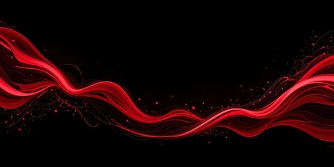 Abstract Red Flowing Lines on Black Background