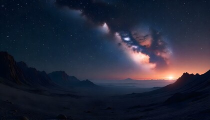 Fototapeta premium Spectacular view of the majestic milky way over a stunning mountainous landscape.