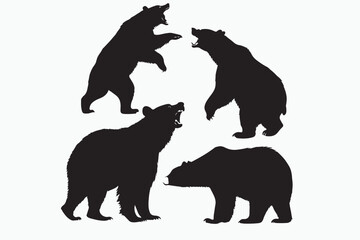 Fototapeta premium A set of black bear silhouettes in various.