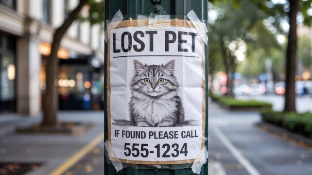 Lost Pet Poster on Street Pole