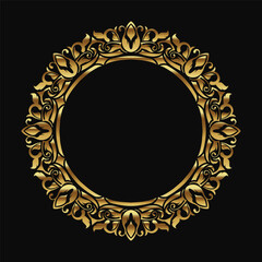 ornamental gold round frame, logo and text decoration