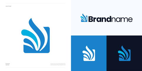 Square cut with splashing water drop logo icon design vector element illustration editable, Symbol waves and fluid sign with excited for capital, festival, finance, loan and brand identity business