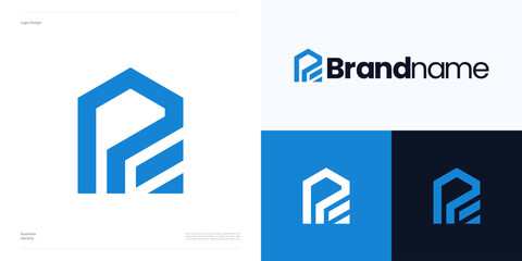 Letter P or E home logo icon design vector, Initial PE, EP house symbol for real estate, architecture, property, agency, building construction, residential, interior furniture sign and brand identity.