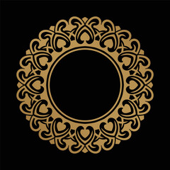 ornamental gold round frame, logo and text decoration