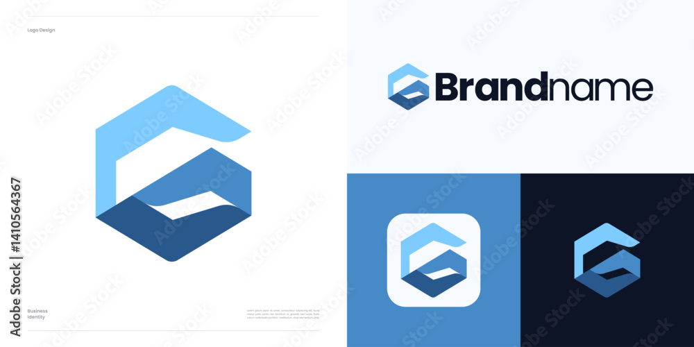 Fototapete creative idea letter g hexagon shape logo icon design vector element editable, abstract symbol initi