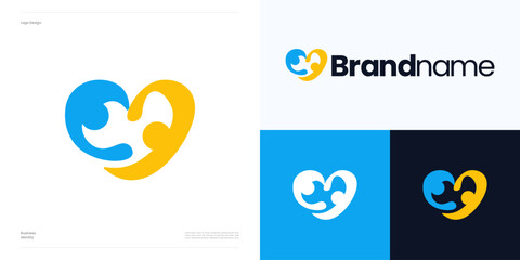 People heart for care logo icon design vector illustration element editable, Symbol two human with love shapes for couple, family together, social networking group organization and brand identity