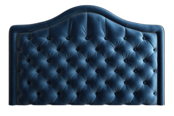 Luxurious tufted velvet headboard deep blue hue curved design button detailing elegant bedroom d cor