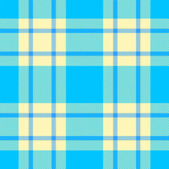 Printout texture tartan fabric, new york seamless pattern plaid. Cultural vector check textile background in light and deep sky blue colors.