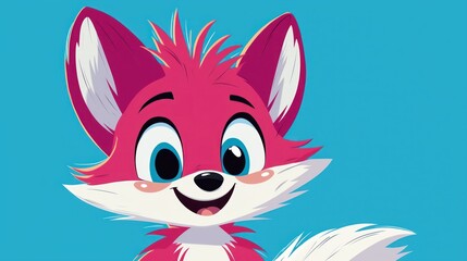 Cartoon fox, happy expression, vibrant colors, children's book illustration