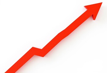 Abstract upward trending arrow graph on light background, corporate, minimal