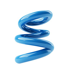 3D Blue Spiral Shape with Glossy Finish on Transparent Background