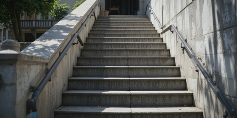 Obraz premium Ascending Stone Steps with Handrails