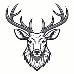 Naklejka premium High-quality elk head vector graphic with white background, perfect for wildlife-themed designs.