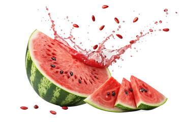 "Tropical Fruits Splash on Clean White Background – Vibrant Pineapple, Mango, Coconut & Watermelon Composition"