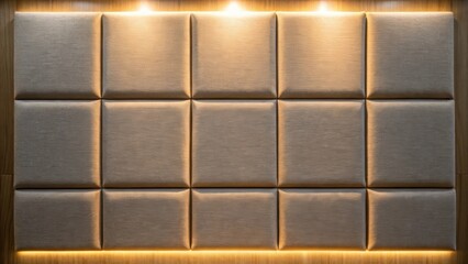 A closeup image of a textured acoustic panel paired with ambient lighting creating a calming visual effect that enhances comfort and productivity in the environment.
