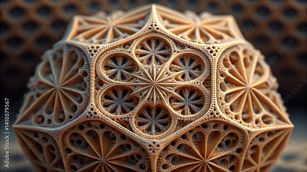 Aufkleber A closeup of a computergenerated model featuring fractal patterns and algorithmic designs emphasizing the intricate details produced by AIguided design tools.