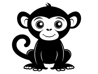Cute Monkey Vector & SVG | Adorable Jungle Animal Vector for Kids Crafts