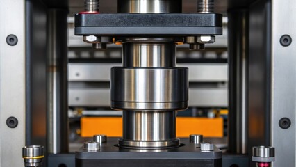 A closeup of a hydraulic cylinder within an automated material testing machine showcasing the pistons and seals that allow for precise control over pressure application on samples.