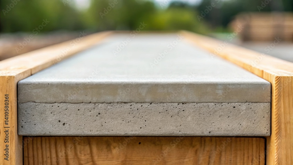 Aufkleber A closeup of an edge of the formwork where it meets a concrete pour showcasing the natural color tones and the integration of ecofriendly materials in construction.
