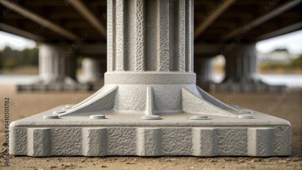 Aufkleber a closeup of the bridges footings focusing on the robust base made from 3dprinted concrete illustrat