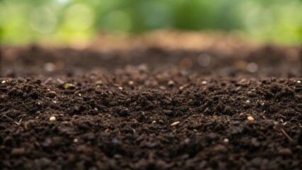 A closeup of soil amendments being mixed into the earth showcasing the granules and organic material that enhance soil structure and resilience against erosion.